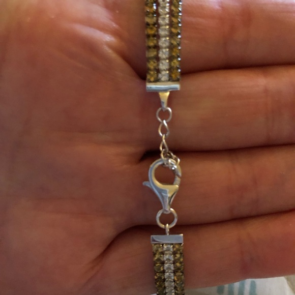 NWOT Sterling Silver White Topaz & Citrine Bracelet - Picture 11 of 12